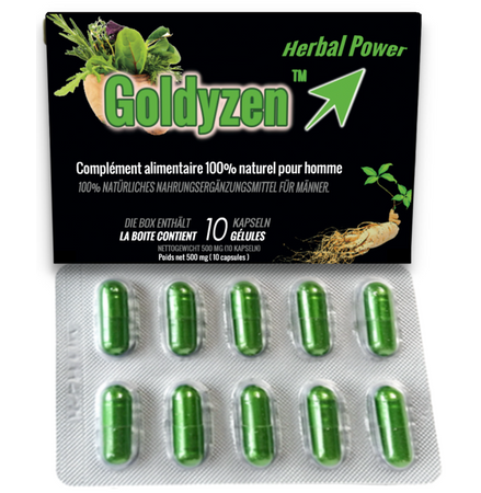 Goldyzen herbal power est un aphrodisiaque à base de plante bio venu d'asie et qui fait augmenter le plaisir sexuel, l'endurance et l'intensité du coït. c'est parfait pour tout amateur de plaisir sexuel 